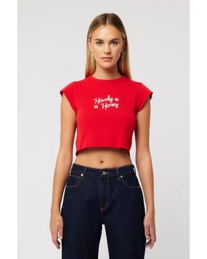 Abrand Jeans 90's Rib Cut Off Tee - Red