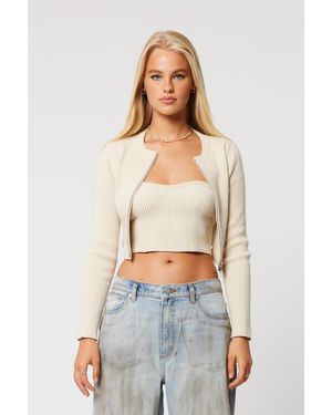 Abrand Jeans Nicky Zip Through Knit - White