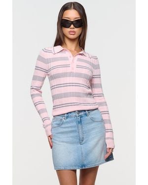 Abrand Jeans Kitten Long Sleeve Polo - Multicolor