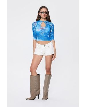 Abrand Jeans 00 Super Low Off Duty Short Pearl Recycled - Blue