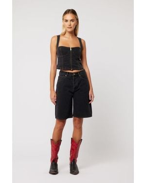 Abrand Jeans 95 Mid Baggy Jort Cara - Black