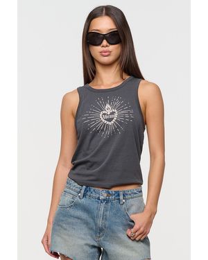 Abrand Jeans Flaming Heart Tank - Blue
