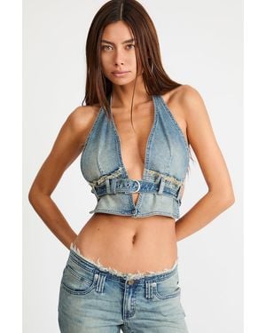 Abrand Jeans Mikey Halter Belt Top - Blue