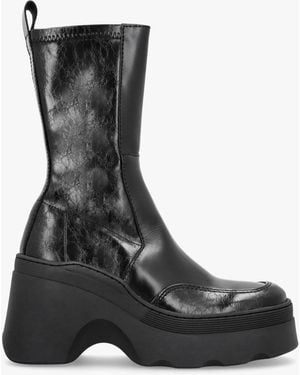 Miista Deandra Leather Chunky Calf Boots Leather - Black