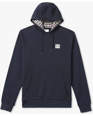 Aquascutum Patch Raglan Organic Cotton Hoodie - Blue