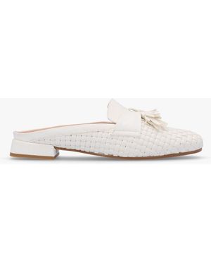 Daniel Nova Cream Leather Woven Backless Mules - White