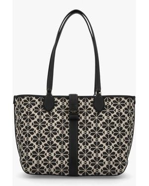 Kate Spade Medium Spade Flower Jacquard Sand Multi Open Tote Bag , Fabric - Black