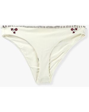 Frankie's Bikinis Sawyer Embroidery Cheeky Bikini Bottoms - White