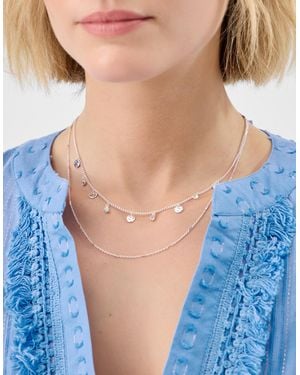 Accessorize Textured Disc Layered Necklace - Blue