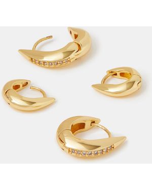 Accessorize 2-Pack 14Ct-Plated Hook Hoop Earrings - Metallic