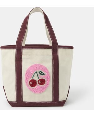 Accessorize X Good Manners Mini Beaded Cherry Canvas Bag - Pink