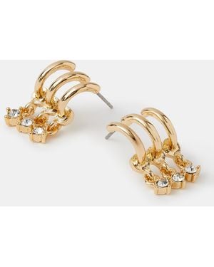 Accessorize Triple Illusion Charm Hoop Earrings - Metallic