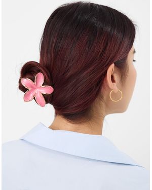 Accessorize Tropical Flower Metal Claw Clip - Metallic