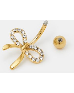 Accessorize 14Ct-Plated Surgical Steel Bow Belly Bar - Metallic