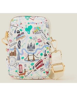 Accessorize London Print Phone Bag - Red