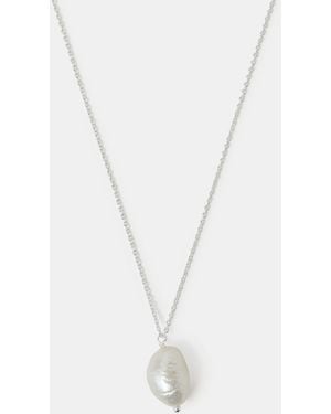 Accessorize Sterling Pearl Pendant Necklace - White