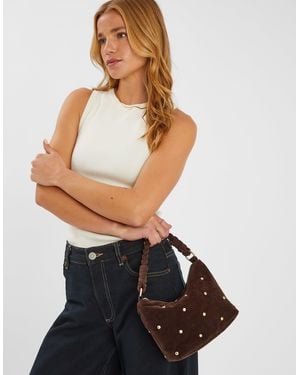 Accessorize Suedette Stud Handbag - White
