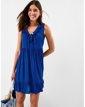 Accessorize Strapless Ruffle Mini Dress - Blue