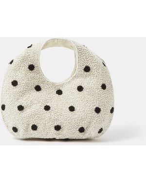 Accessorize Polka Dot Beaded Bag - White