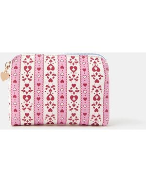 Accessorize Heart Stripe Coin Purse - Pink