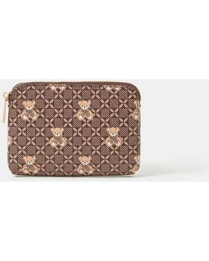 Accessorize Teddy Print Coin Purse - Brown
