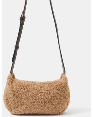 Accessorize Faux Shearling Crossbody Bag - White
