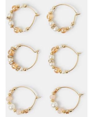 Accessorize Beaded Wire Hoop Earrings - White