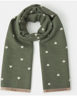Accessorize Reversible Heart Print Blanket Scarf - Green