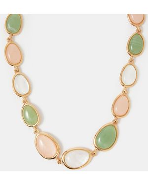 Accessorize Mixed Stone Collar Necklace - Orange