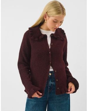 Accessorize Ruffle Collar Cardigan - Purple