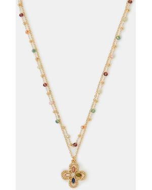 Accessorize 2-Pack Beaded Clover Pendant Necklaces - White