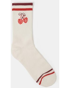 Accessorize X Good Manners Cherry Socks - White