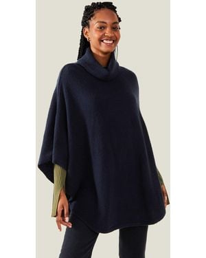 Accessorize Cosy Knitted Acrylic Poncho - Blue
