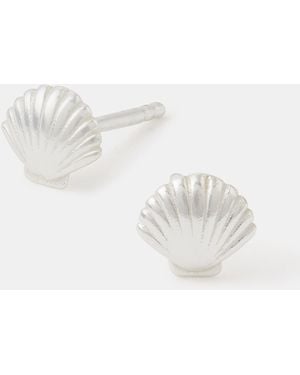 Accessorize Sterling Seashell Stud Earrings - White