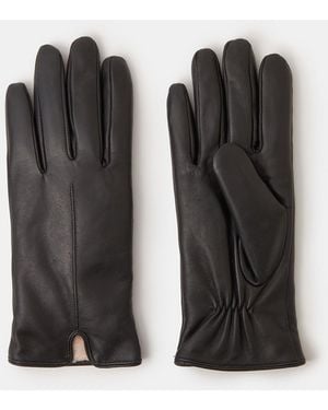 Accessorize Faux Fur Lined Leather Gloves, Size: M L - Black