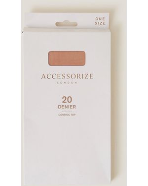 Accessorize 20 Denier Control Top Tights - White