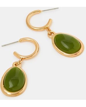 Accessorize Resin Drop Hoop Earrings - Green