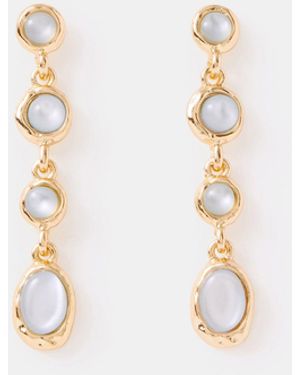 Accessorize Mini Stone Drop Earrings - White