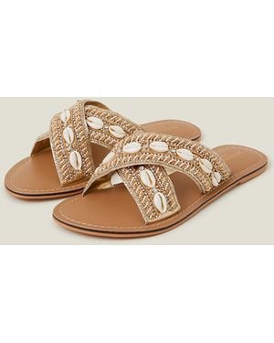 Accessorize Shell Cross-Strap Sandals - Natural