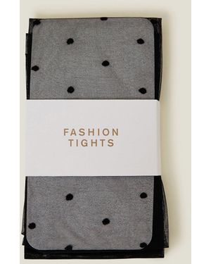Accessorize Cotton Pinspot Tights - Black