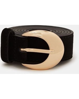 Accessorize Oval Buckle Suede Belt - Black