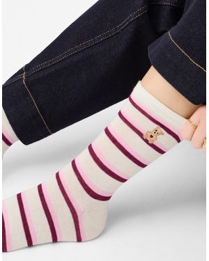 Accessorize Teddy Stripe Socks - Blue