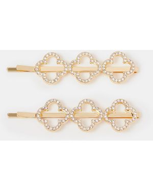Accessorize Sparkle Clover Hair Slides Set - Natural