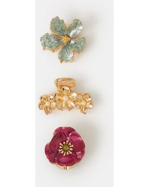 Accessorize 3-Pack Floral Metal Claw Clips - White