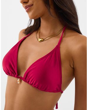 Accessorize Starfish Charm Triangle Bikini Top - Red