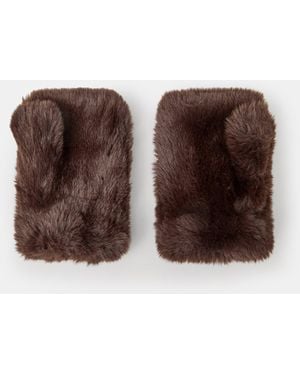 Accessorize Faux Fur Fingerless Gloves - Brown