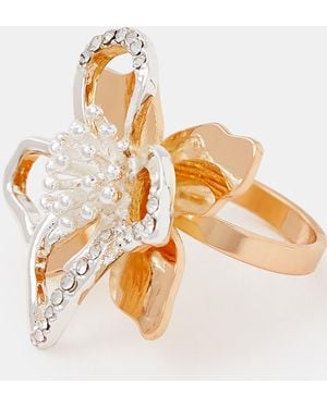 Accessorize Cut Out Flower Statement Ring - Natural