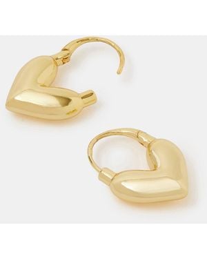 Accessorize 14Ct-Plated Bubble Heart Hoop Earrings - Metallic