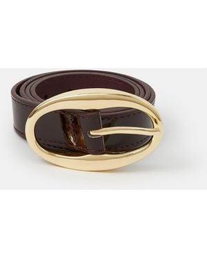 Accessorize Oval Buckle Patent Belt - Red