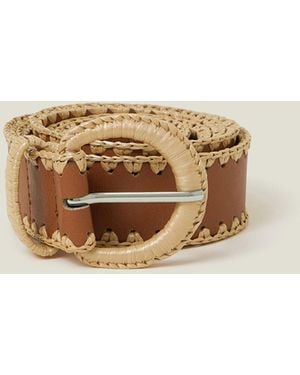 Accessorize Raffia Whipstitch Belt - Natural